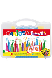 Набор для рисования Carioca 30 фломастеров + раскраска, пластиковая коробка с ручкой, 43260 