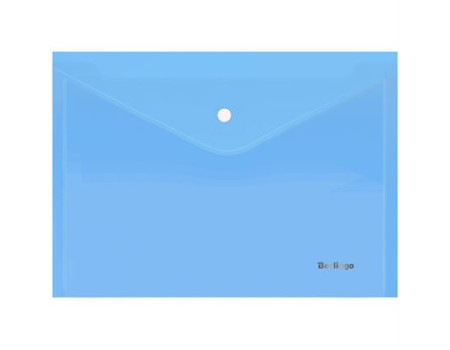 Папка-конверт на кнопке Berlingo "Starlight", А4, 180мкм, прозрачная голубая, индив. ШК