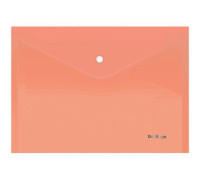 Папка-конверт на кнопке Berlingo "Starlight", А4, 180мкм, прозрачная оранжевая, индив. ШК, AKk_04116