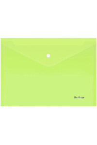 Папка-конверт на кнопке Berlingo "Starlight", А4, 180мкм, прозрачная салатовая, индив. ШК, AKk_04119