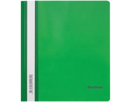 Папка-скоросшиватель пластик. Berlingo, А5, 180мкм, зелёная с прозр. верхом, индив. ШК