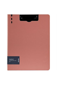 Папка-планшет с зажимом Berlingo "Instinct", A4, пластик (полифом), фламинго/чёрный, PPf_93201