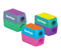 Точилка пластиковая Berlingo "ColorShift" 2 отверстия, контейнер, ассорти, туба, BBp_15031