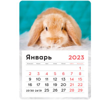 Календарь отрывной на магните 130*180мм склейка OfficeSpace "Mono - Милый кролик", 2023г., 341318