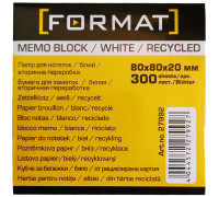 Бумага для заметок 80х80, 300л, непроклеенная,Format,27992