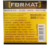 Бумага для заметок 80х80, 300л, проклеенная,Format,27993
