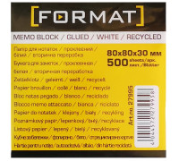 Бумага для заметок 80х80, 500л, проклеенная,Format,27995