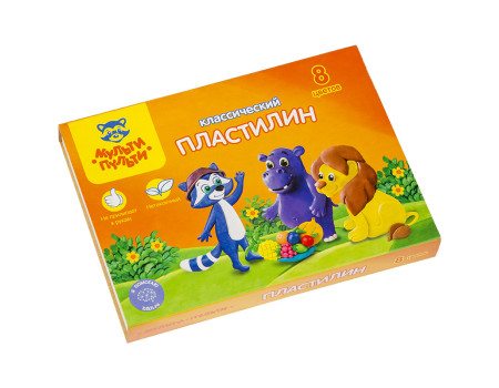 Пластилин Мульти-Пульти, 08 цветов, 160г, "Приключения Енота"