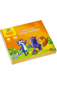 Пластилин Мульти-Пульти, 10 цветов, 200г, "Приключения Енота",КП_10208