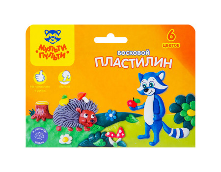 Пластилин Мульти-Пульти"Енот в лесу" 06 цветов,90г восковой