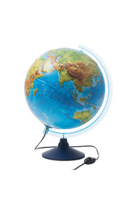 Глобус физико-политический рельефный Globen, 32см, с подсветкой на круглой подставке, Ке013200233
