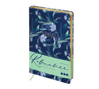 Ежедневник недатир. A5, 136л., кожзам, Greenwich Line "Romance. Blue flowers", тон. блок, зол. cрез, ENA5-30080