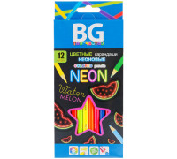 Карандаши цветные BG "Neon", 12цв., 3,0мм, европодвес, KR12C_neo 4664