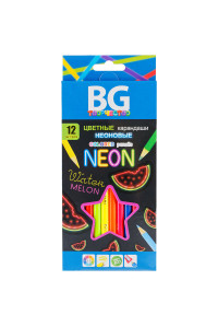 Карандаши цветные BG "Neon", 12цв., 3,0мм, европодвес, KR12C_neo 4664