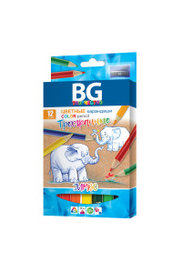 Карандаши цветные BG "Jumbo", 12цв., трёхгранные, 5,0мм, европодвес, KR12C_t 4644