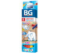 Карандаши цветные BG "Jumbo", 06цв., трехгран., толстые, 5.0мм, европодвес, KR6C_t 4643