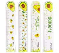 Линейка 15 см MESHU "Avocado" ПВХ с блёстками, гибкая, ассорти, европодвес,  SRav_65523