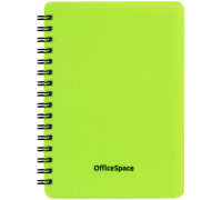 Записная книжка А6 60л. на гребне OfficeSpace "Neon", салатовая пластиковая обложка, Зк6к60грП_35413