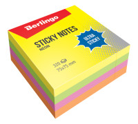 Самоклеящийся блок Berlingo "Ultra Sticky", 75*75мм, 320л, 4 неоновых цвета, LSn_40002