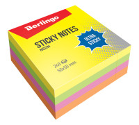 Самоклеящийся блок Berlingo "Ultra Sticky", 50*50мм, 240л, 4 неоновых цвета, LSn_40102