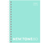Записная книжка А6 80л. на гребне Hatber "NEWtone Pastel. Мята", 80г/м2, пластиковая обложка, 80ЗК6A1гр_05039