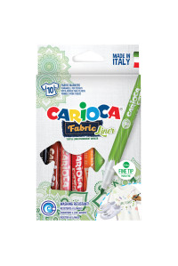 Набор фломастеров для ткани Carioca "Fabric Liner" 10цв., картон. уп., европодвес,  42909