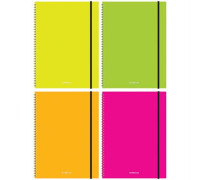 Тетрадь 80л., А4, клетка на гребне Erich Krause "Neon", пластиковая обложка, на резинке, 43536