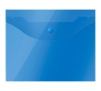 Папка-конверт на кнопке OfficeSpace А5 (190*240мм), 150мкм, полупрозрачная, синяя, 267531