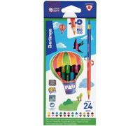 Карандаши цветные двусторонние Berlingo "SuperSoft. Duo", 24цв, 12шт, трехгр., заточ., европ., SSD0124