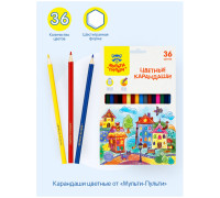 Карандаши цветные Мульти-Пульти "Невероятные приключения", 36цв., заточен., картон, европодвес, CP_41051