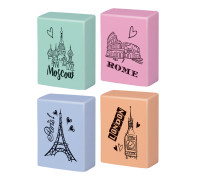 Ластик Berlingo "Capitals", прямоугольный, термопластичная резина, цвета ассорти, 23*19*9мм, BLc_00460