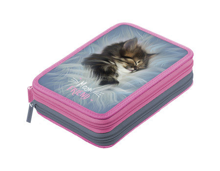 Пенал 2 отделения, 200*140*45 Berlingo "Meow friend 2", полиэстер