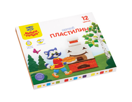 Пластилин Мульти-Пульти "Енот в сказке", 12 цветов, 144г, со стеком, картон