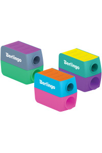 Точилка пластиковая Berlingo "ColorShift" 2 отверстия, контейнер, ассорти, туба, BBp_15031