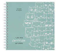 Скетчбук 60л., 150*150 MESHU "Cat wave", на гребне, 120г/м2, выб. лак, soft-touch, MS_44867