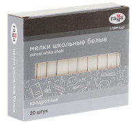 Мелки школьные Гамма, белые, 20шт., мягкие, квадратные, картонная коробка, 2308195