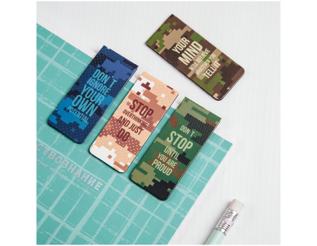 Закладки магнитные для книг, 4шт., 70*165мм, MESHU "Military"