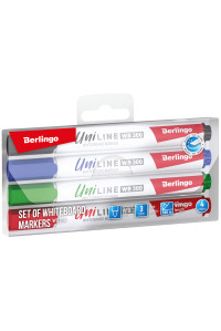 Набор маркеров для белых досок Berlingo "Uniline WB300" 04цв., пулевидный, 3мм, BMc_30509 