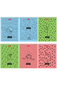 Блокнот А6 40л. на гребне Hatber "Cool Animals", УФ-лак, 40Б6В1гр
