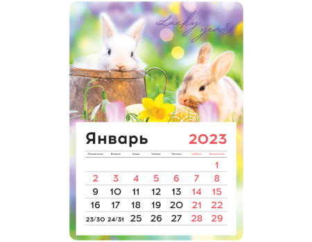 Календарь отрывной на магните 130*180мм склейка OfficeSpace "Mono - Fuzzies", 2023г.