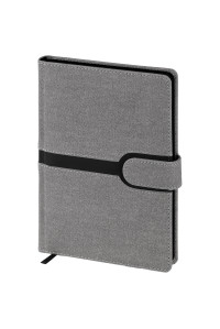 Ежедневник недатир. А5, 136л., кожзам, OfficeSpace "Denim", серый, чёрный срез, ENA5_32537