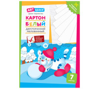 Картон белый А4, двуст., ArtSpace, 7л., мелованный, в папке, Нкм7бдв_28647