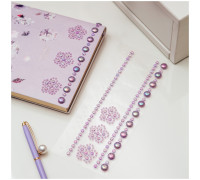 Наклейки акриловые MESHU "Purple flowers", 25*8,3см, стразы, 305 наклеек, инд. уп., европодвес, MS_36660